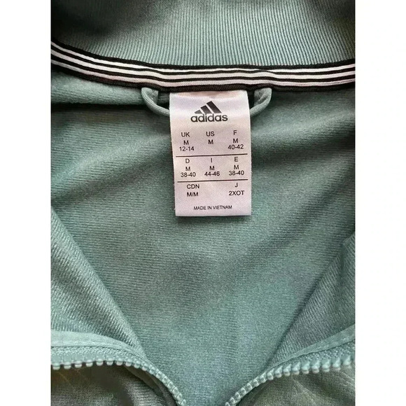 Adidas Women's Embossed Print Climalite Full Zip Track Jacket Teal Carbon M - Picture 6 of 10